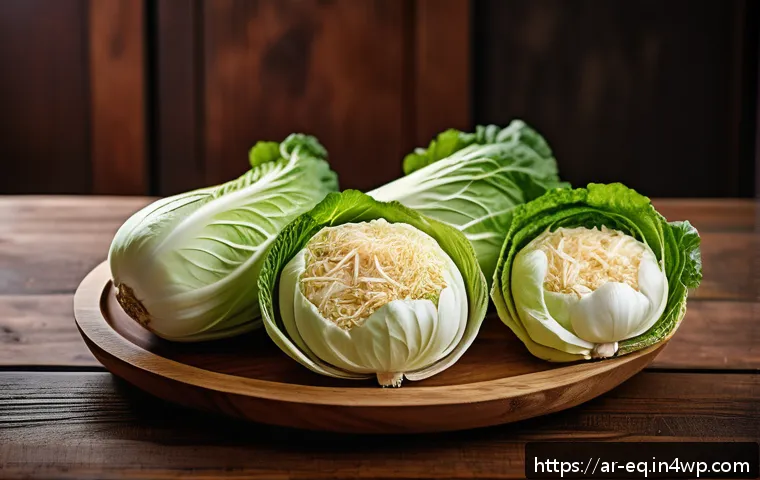 전통 김치 담그기 방법 - A vibrant, detailed kitchen scene showcasing fresh Chinese cabbage (Napa cabbage) with tightly packe...